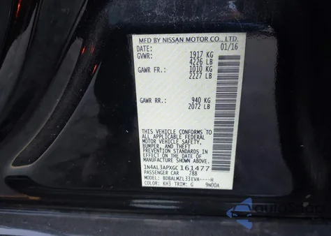 2016 Nissan Altima 2.5 Sv z USA, uszkodzony, nr VIN 1N4AL3APXGC161477